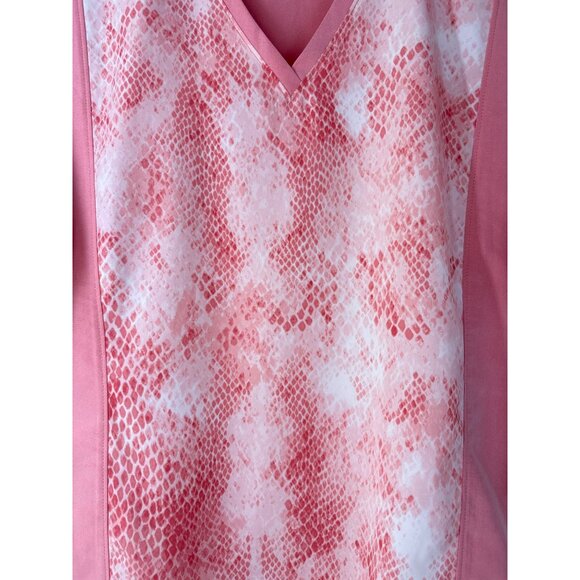 Calvin Klein V-Neck Snake Print Top In Tea Rose Size Small NWT - Picture 2 of 6